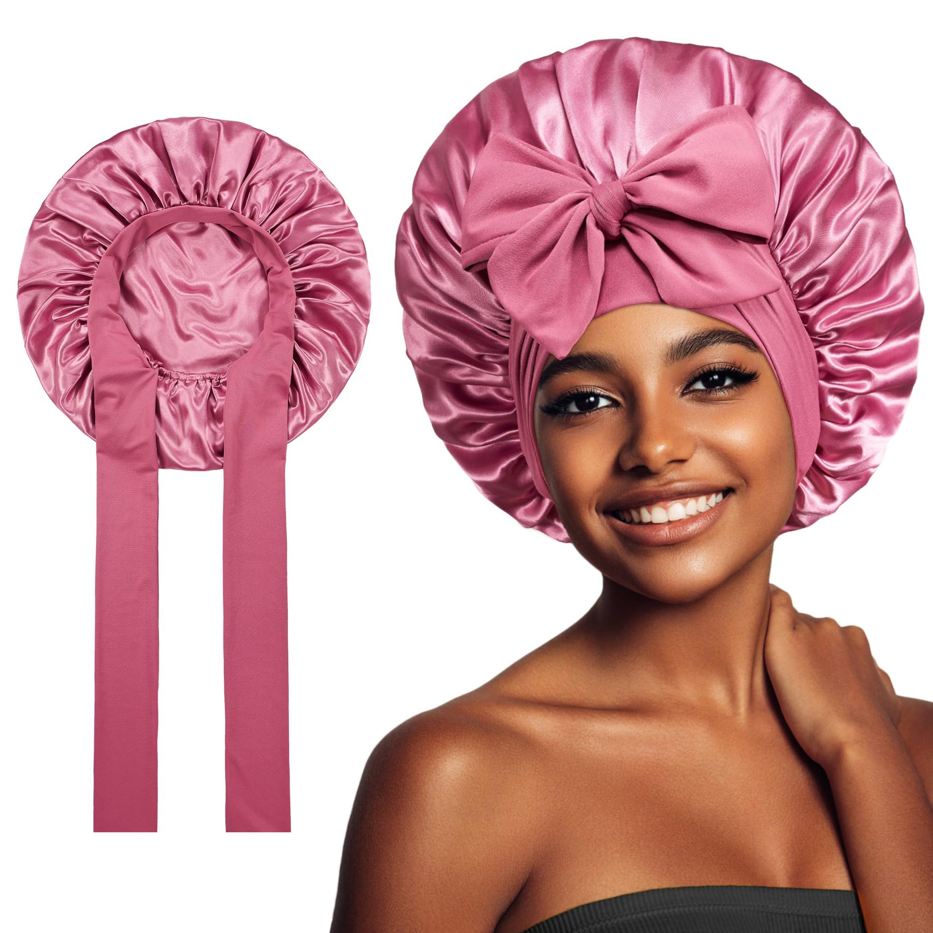 Elastic ribbon bow color Ding round hat solid color night cap wide-brimmed beauty hairdressing head scarf hat V.I.P Digital Presence