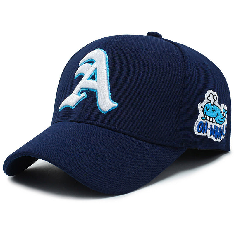 Fashion Gothic Letter A Side Whale Embroidery Baseball Caps Spring and Autumn Outdoor Adjustable Casual Hats Sunscreen Hat V.I.P Digital Presence