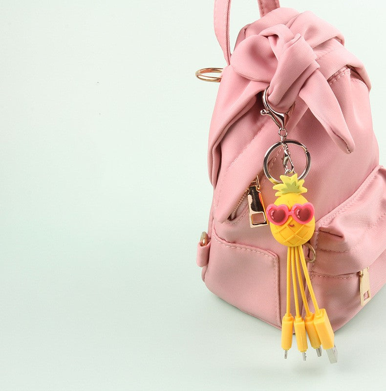Creative cartoon data cable quirky peach blossom eye phone charging cable peach blossom eye pineapple fruit