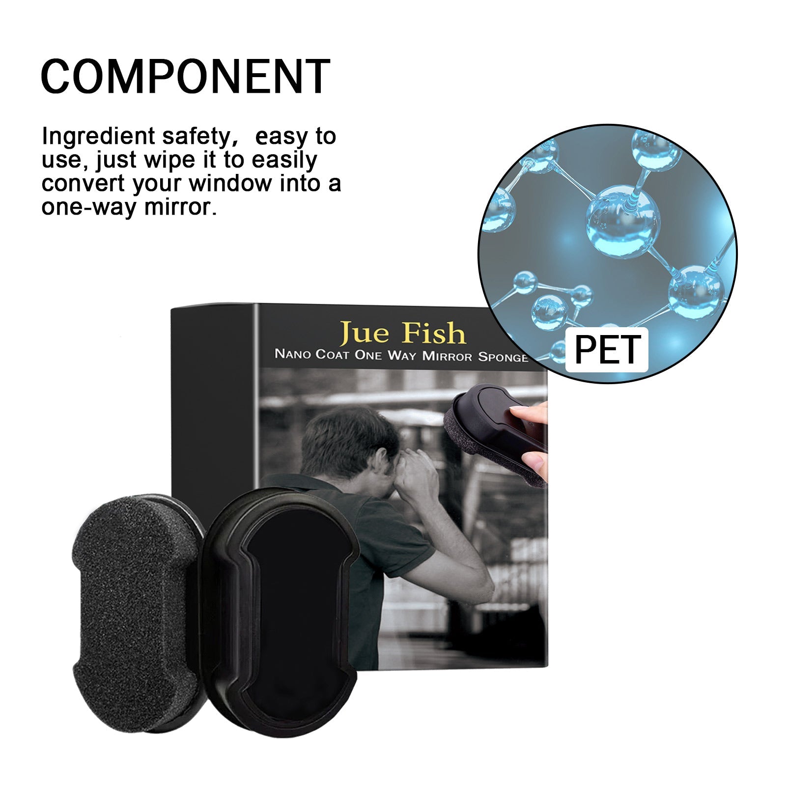 Nano Coat One Way Mirror Sponge, Car Windshield Bathroom Office Floor-To-Ceiling Window Glass Nanosponge Wipe