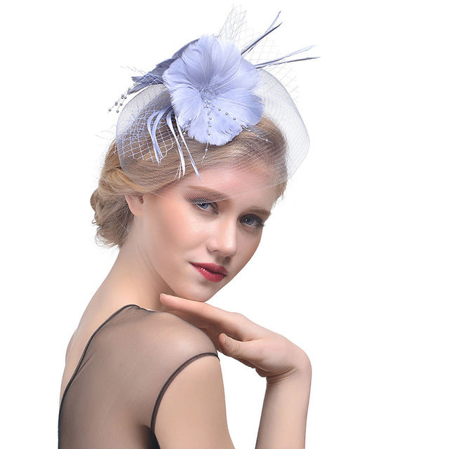 WELROG Feather Cap Lady Cocktail Dinner Party Fedoras Wedding Bridal Mesh Veil Hats Vintage Sombreros Chapeau Fascinators Hat V.I.P Digital Presence