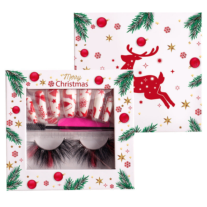 Christmas Nail Enhancement Eyelash Tool Set False Eyelash Decoration Color Mink Hair Beauty Tool