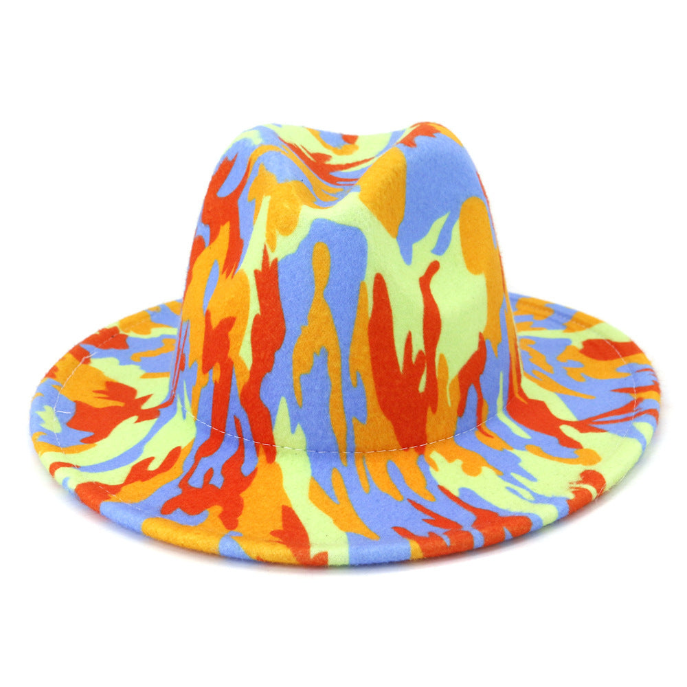 Beautiful Two Tone Luxury Fedora Hat Men's and Women's Hat Unique Retro Design Men's Fedoras Hat Colorful Fedoras Jazz Cap Elegant Soft Hat Wide Brim Party Hats 56-58CM Stevvex
