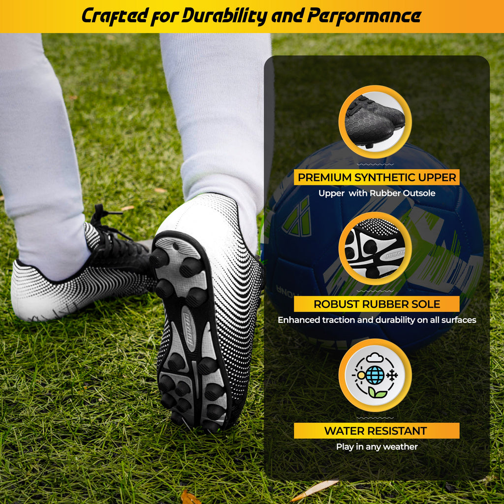 Vizari Youth Stealth Firm Ground Soccer Shoes – Black/White Vizari Sports