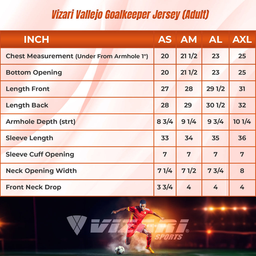 Vizari Vallejo Goalkeeper Jersey with Padded Elbows – Orange/Black Vizari Sports