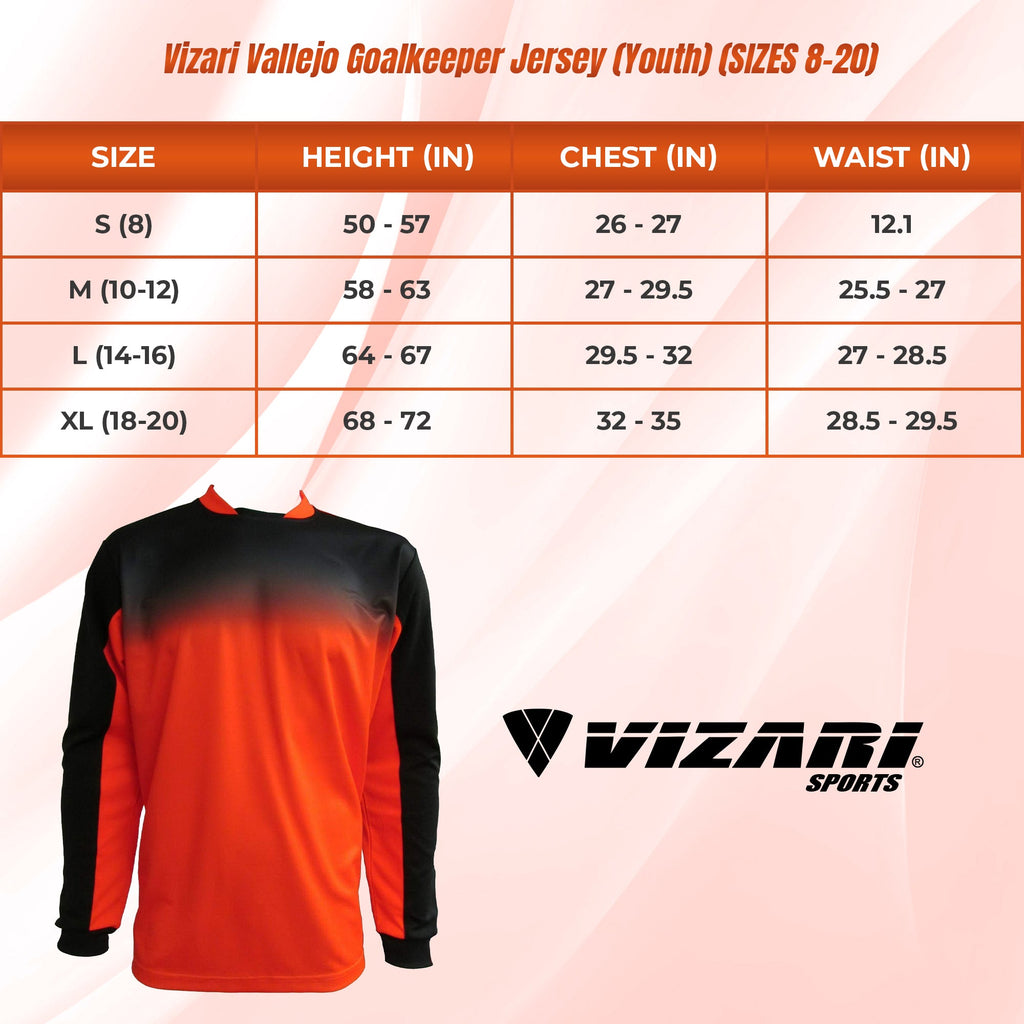 Vizari Vallejo Goalkeeper Jersey with Padded Elbows – Orange/Black Vizari Sports