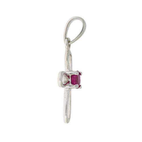 .22ct Ruby Cross Religious Pendant 10KT White Gold Bids.com
