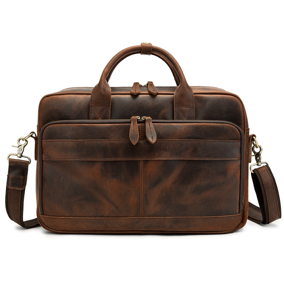 Horse Leather Men's Shoulder Bag Leather Laptop Men's Briefcase Portable Pi-Mart