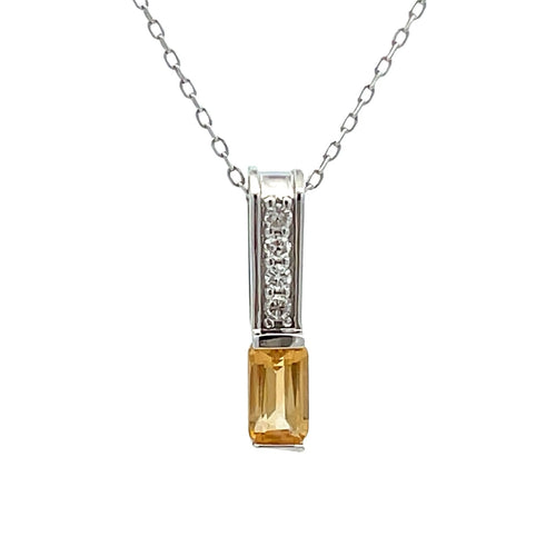 .06ct Citrine Diamond Fashion Pendants 10KT White Gold Bids.com