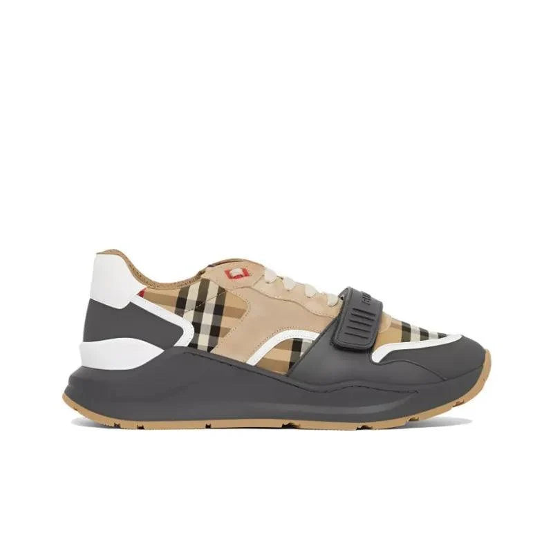 Burberry Ramsey Vintage Check Suede Leather Sneakers Grey Archive Beige Banlieue91