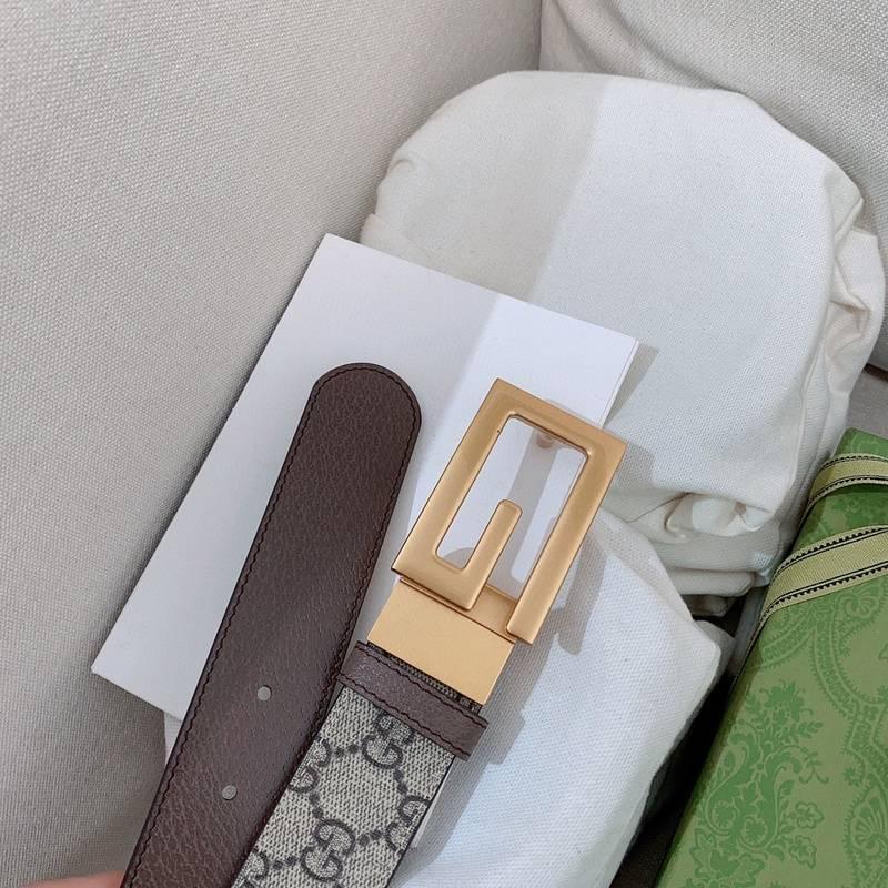 GUCCI Embellished coated-canvas and leather belt 'Grey' Banlieue91