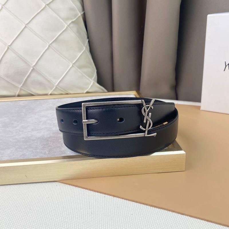 Saint Laurent Classic Monogram Square Buckle Belt Embossed Leather Banlieue91