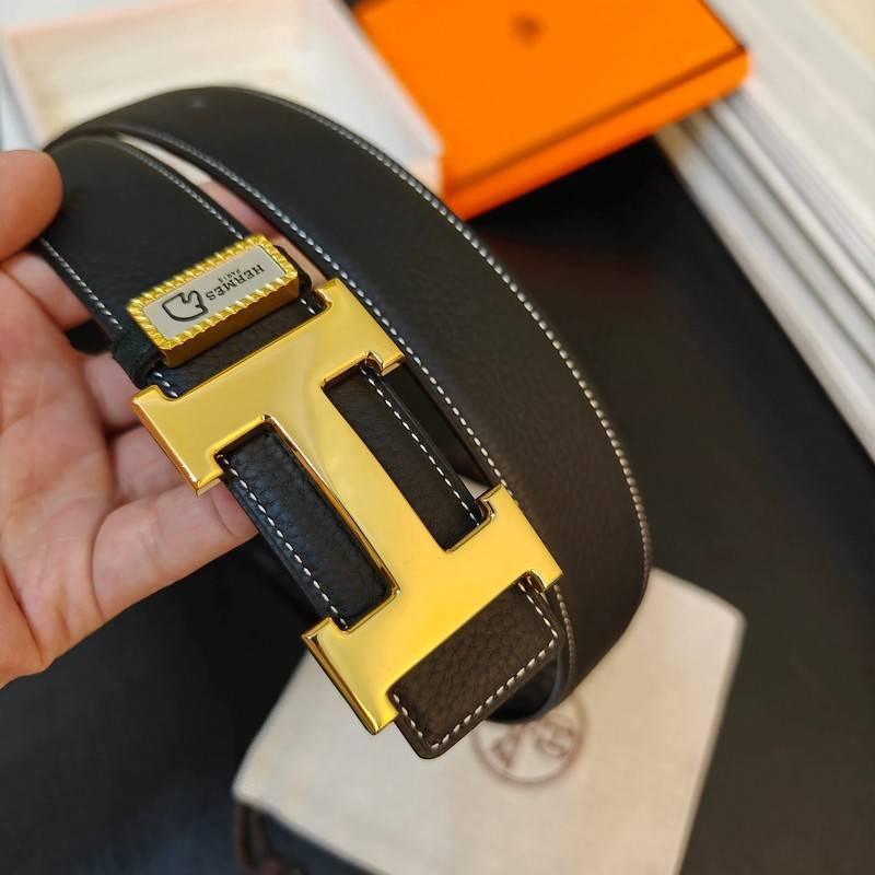 Hermes Men Gold Buckle Belt 'Black' Banlieue91