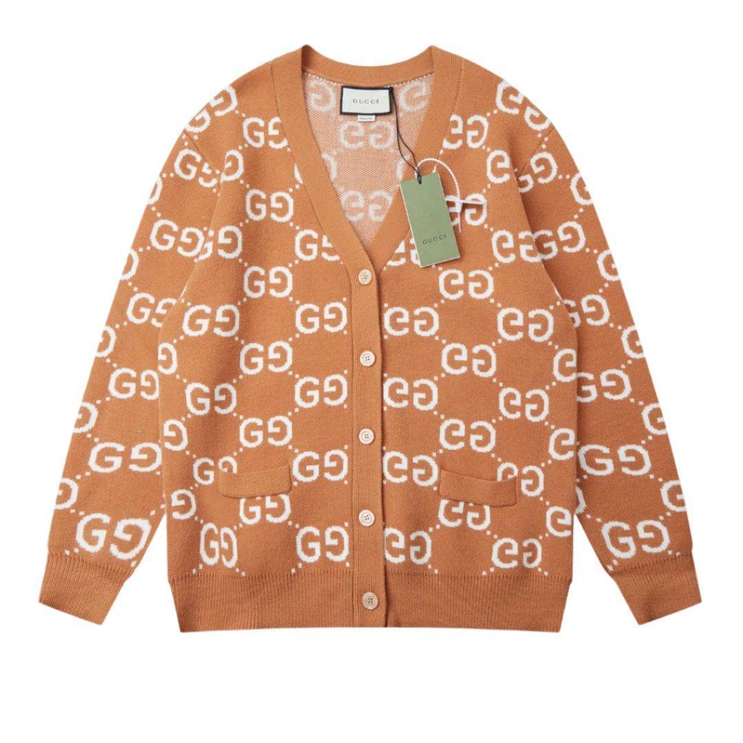 Gucci GG Wool Jacquard Cardigan 'Camel Ivory' Banlieue91