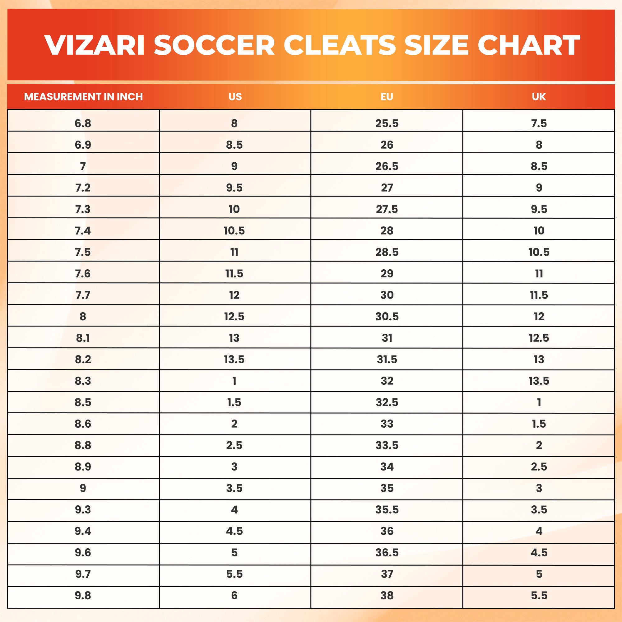 Vizari Zodiac JR Kids Firm Ground (FG) Soccer Cleats – Orange, Youth Sizes 8C–6Y Under $30