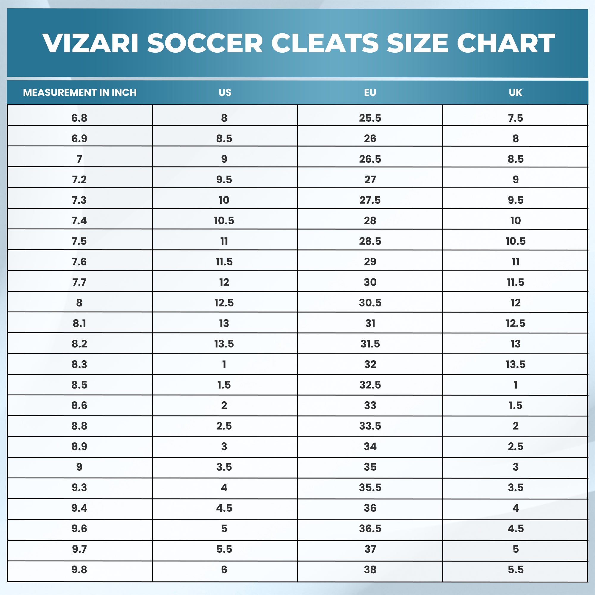 Vizari Zodiac JR Kids Firm Ground (FG) Soccer Cleats – Sky Blue, Youth Sizes 8C–6Y Under $30