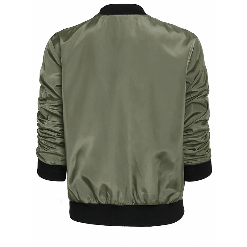 Minimalist Color-Block Stand-Collar Zip Jacket FitiqueFit