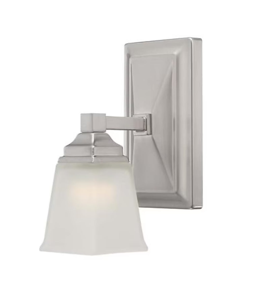 5"W 1-Light LED Bath Vanity Light Fixture Brushed Nickel Finish with Square Shade LampsUSA