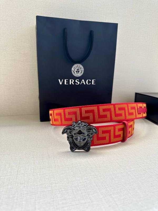 VERSACE La Medusa La Greca Belt In Red Banlieue91
