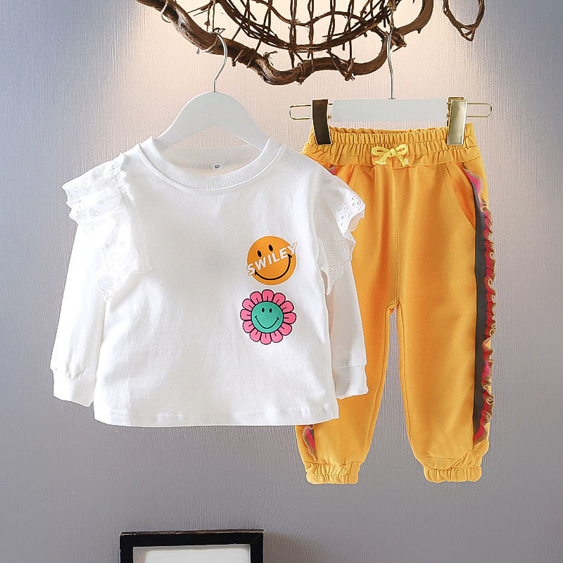 New Style Western Style Children Girl Fashionable Spring And Autumn Leisure Sports Two-piece Suit FLIPSTYLEZLLC