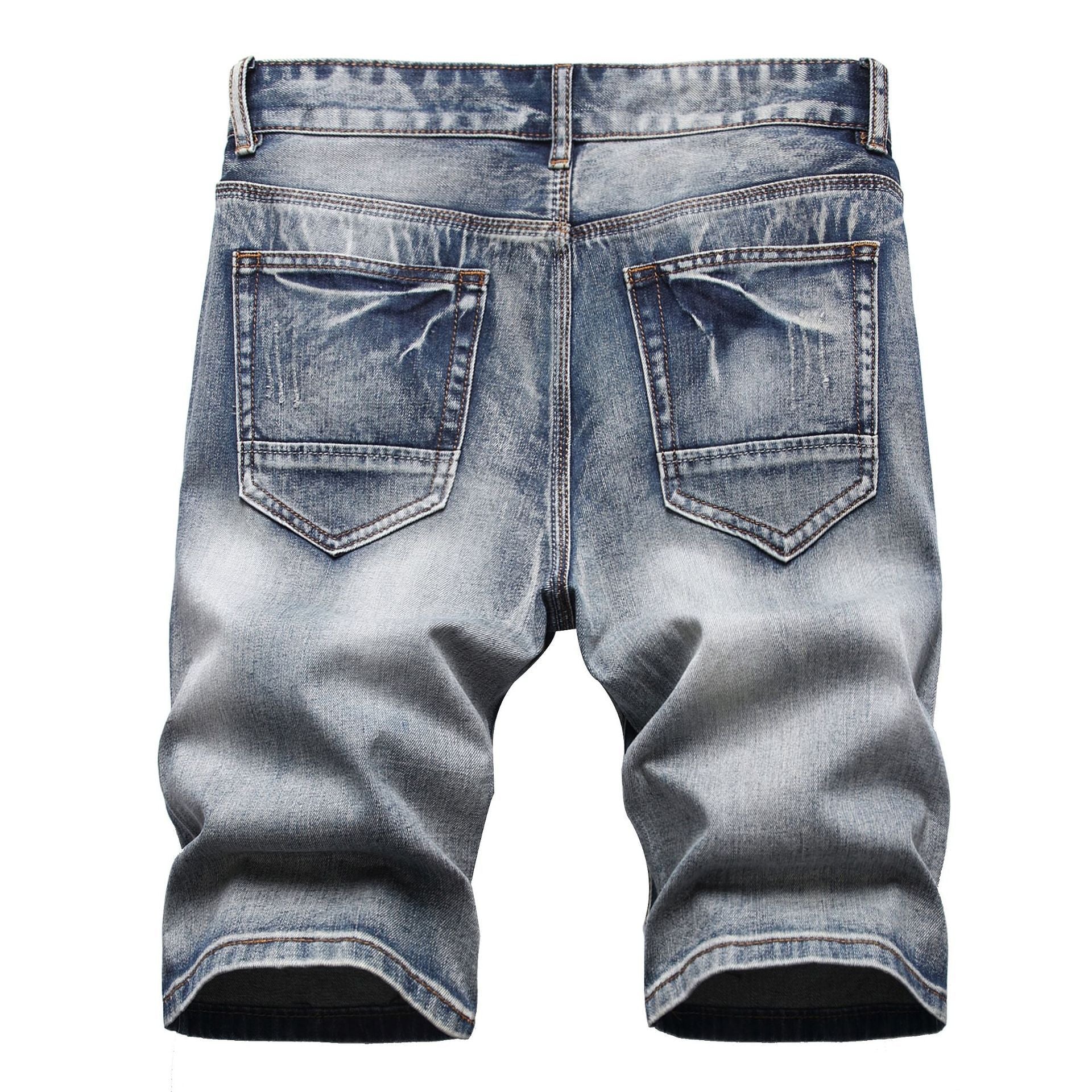 Trendy Men's Summer Five-point Shorts With Holes In Nostalgic Fashion Slim Fit