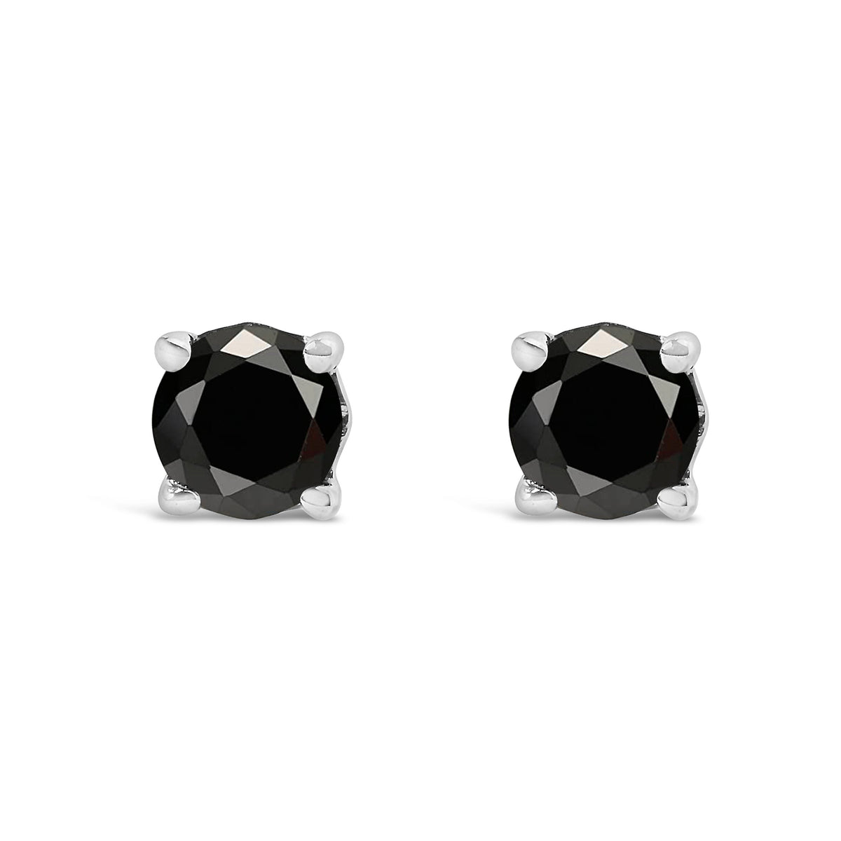 .925 Sterling Silver 1/2 Cttw Black Diamond Solitaire Stud Earrings Bids.com