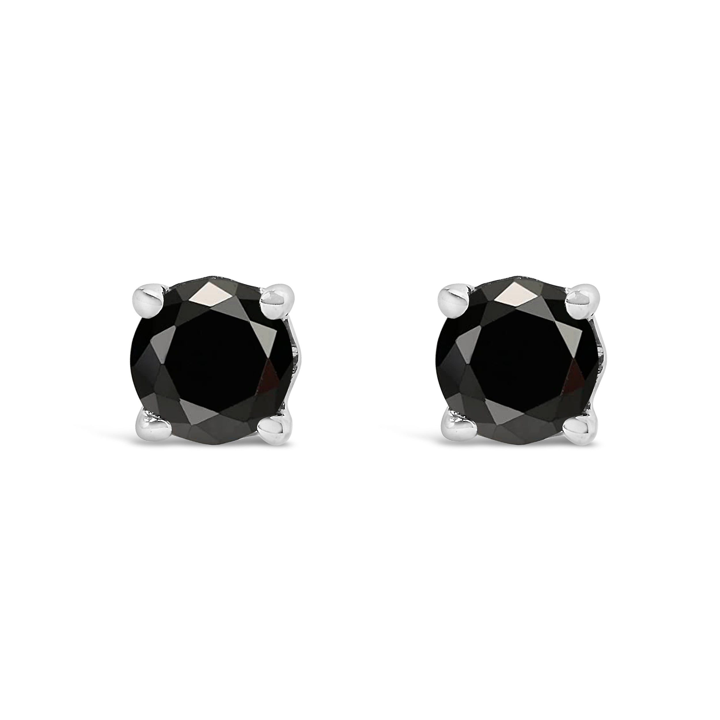 .925 Sterling Silver 1/2 Cttw Black Diamond Solitaire Stud Earrings Bids.com