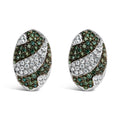 14K White Gold 2.00 Cttw White and Treated Blue Diamond Oval Shield Omega Back Earrings (H-I Color, SI1-SI2 Clarity)