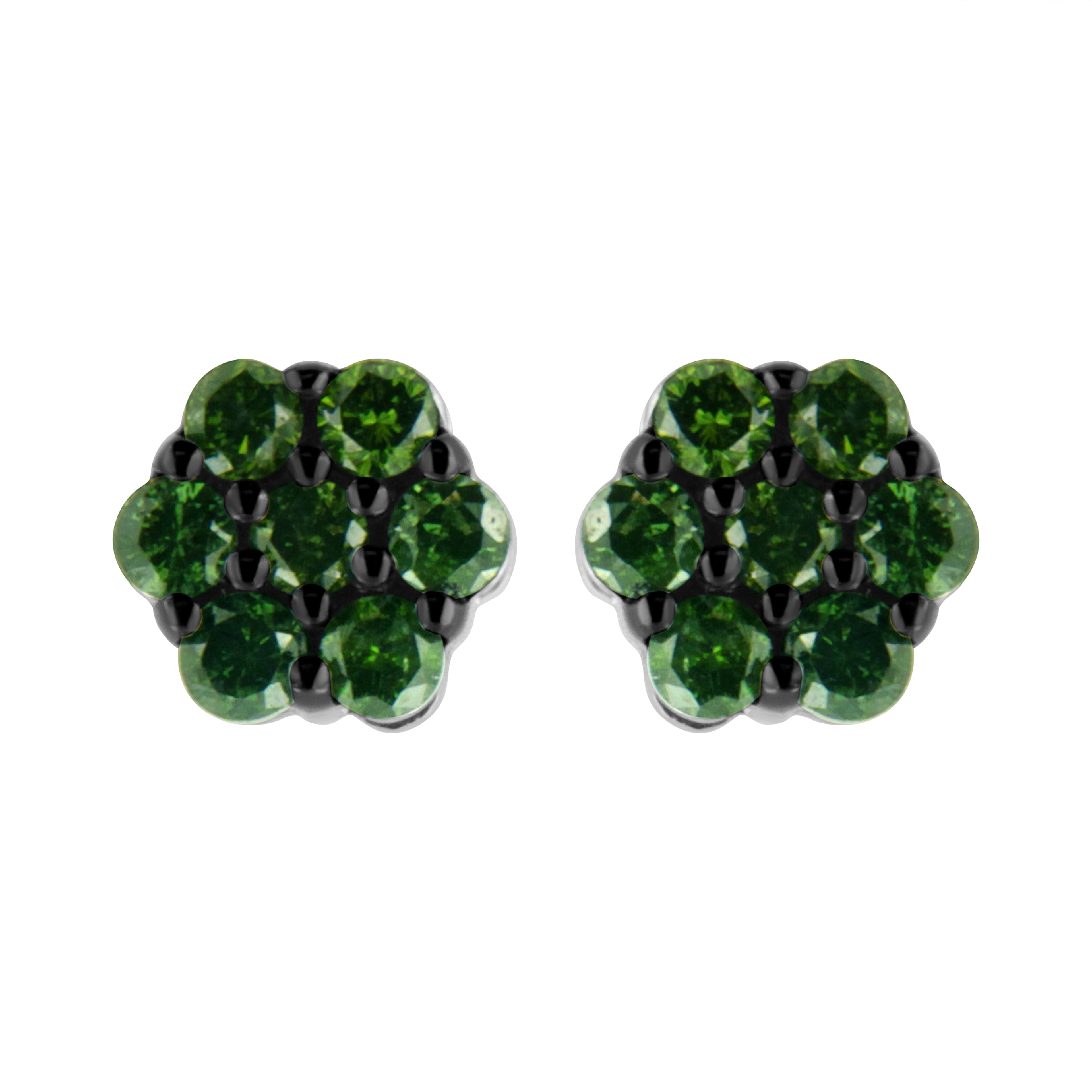 .925 Sterling Silver 1/4 Cttw Treated Yellow Diamond Floral Stud Earrings (Yellow Color, I1-I2 Clarity) Bids.com