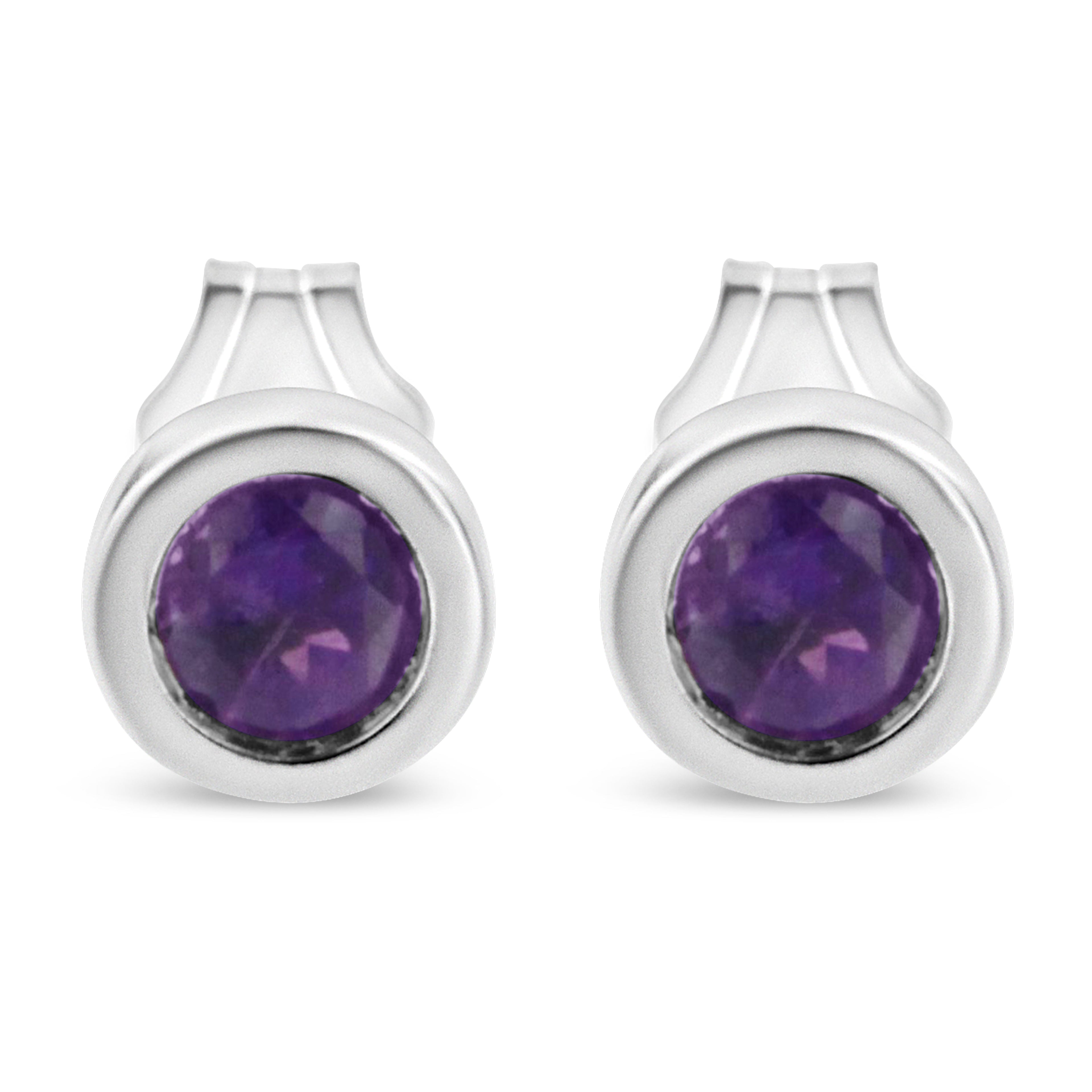 .925 Sterling Silver Bezel Set 3.5mm Created Red Ruby Gemstone Solitaire Stud Earrings Bids.com