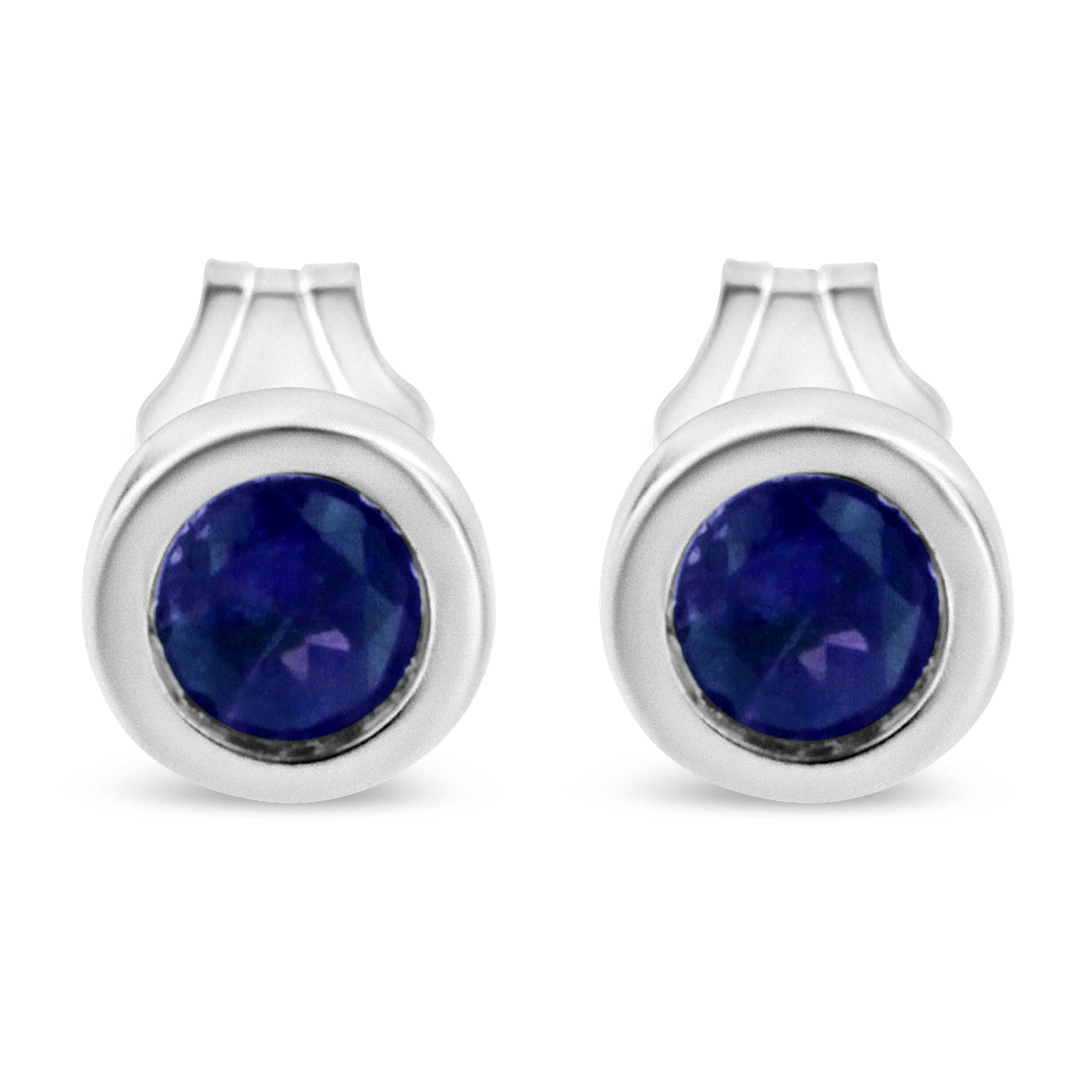 .925 Sterling Silver Bezel Set 3.5mm Created Red Ruby Gemstone Solitaire Stud Earrings Bids.com