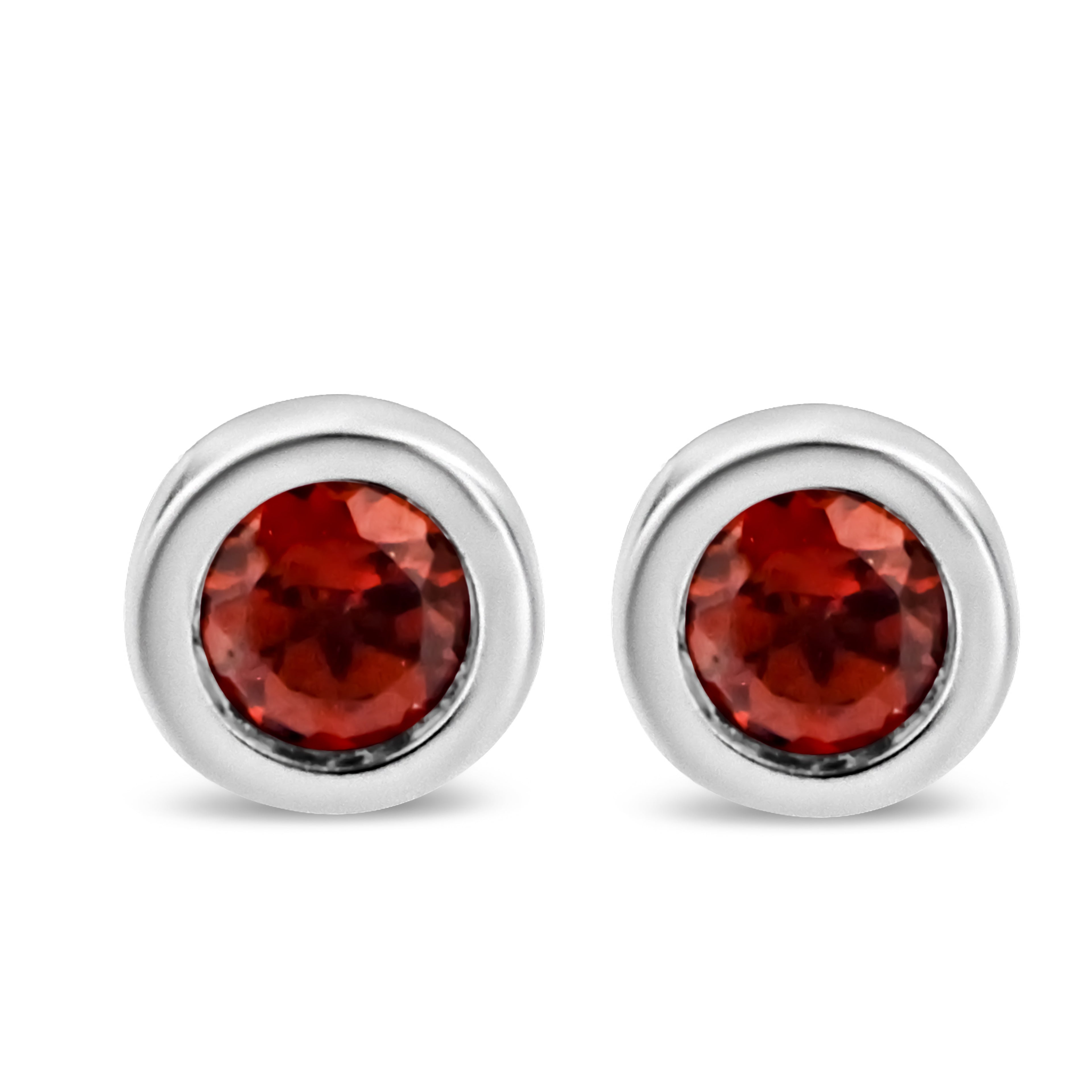 .925 Sterling Silver Bezel Set 3.5mm Created Red Ruby Gemstone Solitaire Stud Earrings Bids.com
