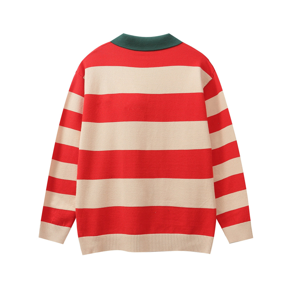 GUCCI Long sleeve polo shirt Interlocking G Knit Cream Red Green mens Banlieue91