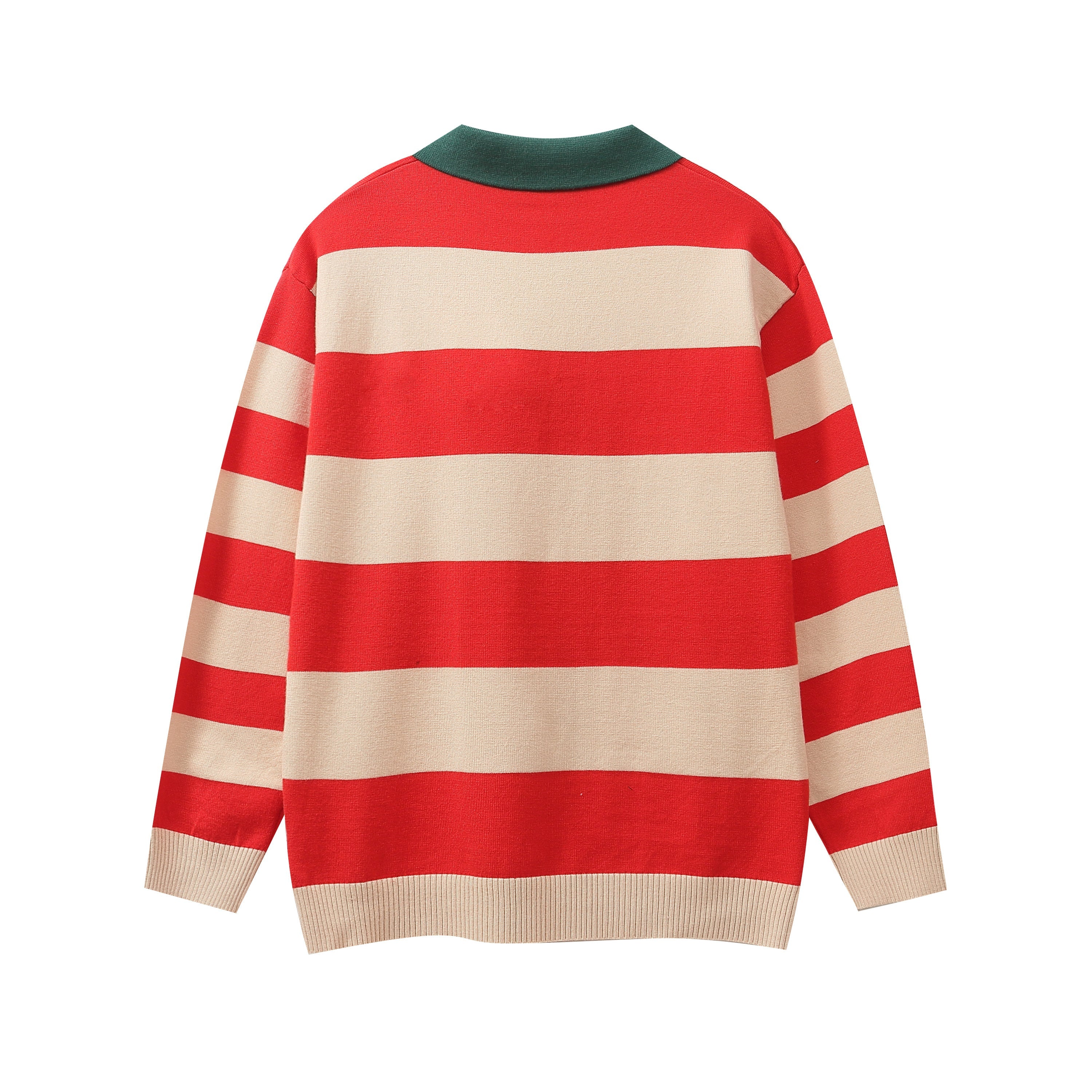 GUCCI Long sleeve polo shirt Interlocking G Knit Cream Red Green mens Banlieue91