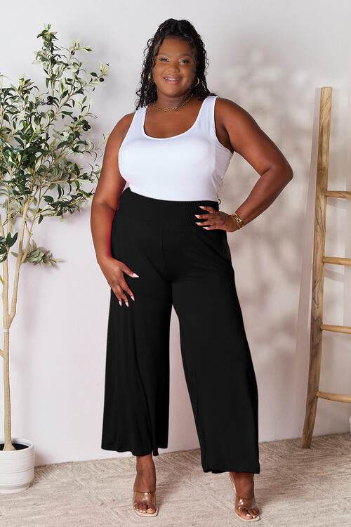 Basic Bae Full Size Smocked Wide Waistband Wide Leg Women Pants