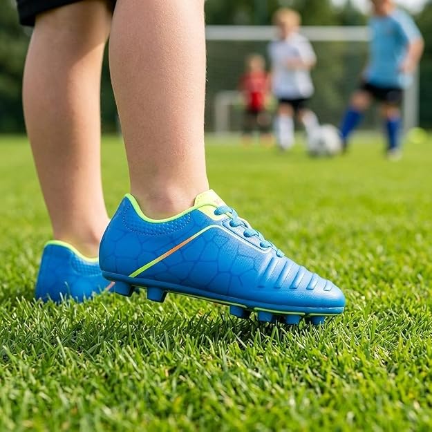 Vizari Catalina Junior. Firm Ground Soccer Shoes – Blue/Lime/Orange Vizari Sports