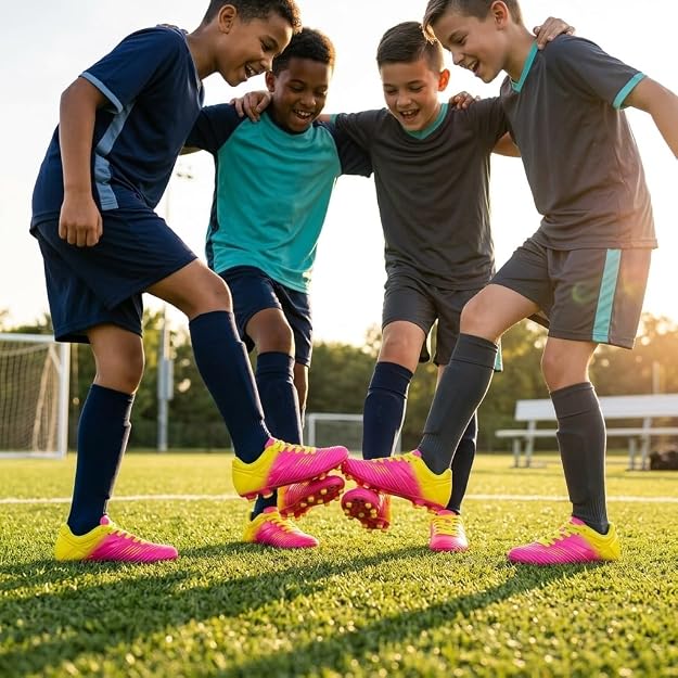 Vizari Liga Kids Firm Ground (FG) Soccer Cleats -Pink/Yellow, Youth Sizes 8C-Y Under $30 Vizari Sports