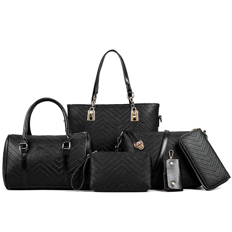 Trendy Embossed Six-Piece Fashionable Mother Bag Set Pi-Mart