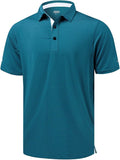 Golf Shirts for Men - Moisture Wicking Short Sleeve Performance Sport Casual Striped Collared Mens Polo Shirt IronWave Fitness