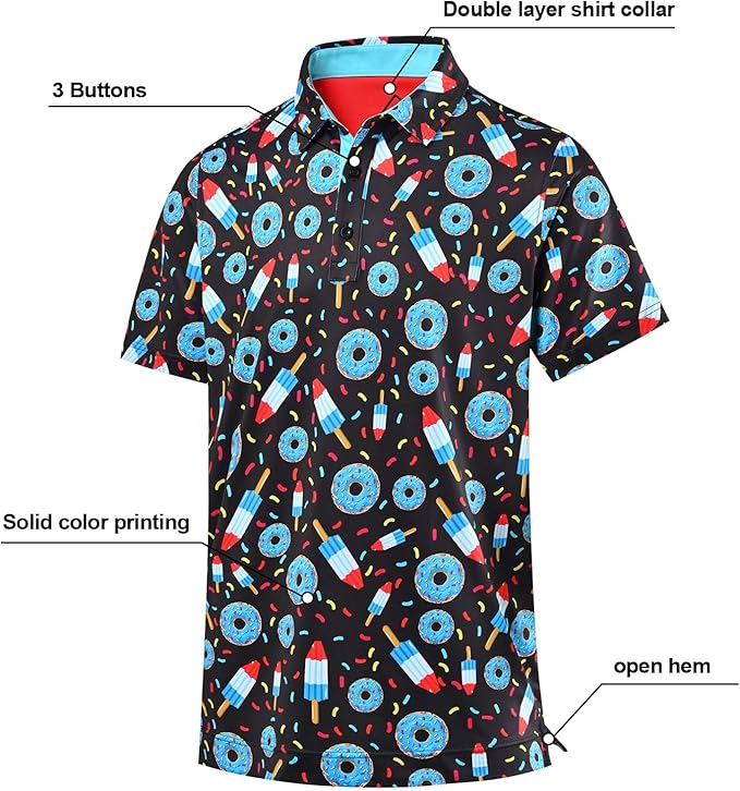 DEOLAX Mens Polo Shirts Fashion Print Mens Golf Shirt Dry Fit Mens Golf Polo Short Sleeve Quick Dry Funny Golf Shirt for Men IronWave Fitness