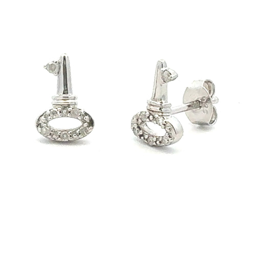 .03ct Diamond Earrings Sterling Silver Bids.com