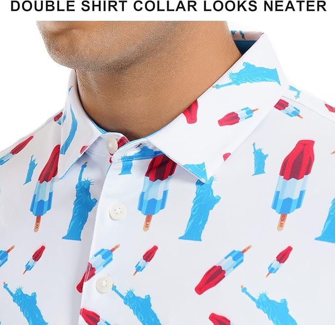 DEOLAX Mens Polo Shirts Fashion Print Mens Golf Shirt Dry Fit Mens Golf Polo Short Sleeve Quick Dry Funny Golf Shirt for Men IronWave Fitness