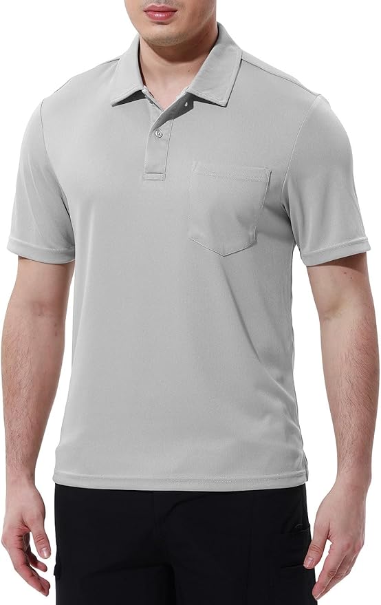 TBMPOY Men's Polo Shirts with Pocket Short Sleeve Quick Dry Casual Sports Outdoor Golf Shirt IronWave Fitness