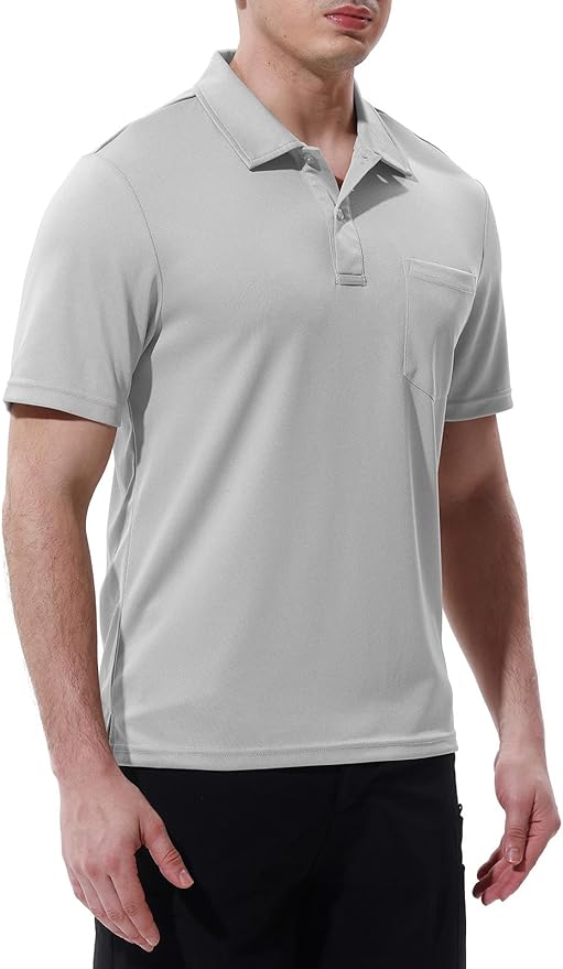 TBMPOY Men's Polo Shirts with Pocket Short Sleeve Quick Dry Casual Sports Outdoor Golf Shirt IronWave Fitness