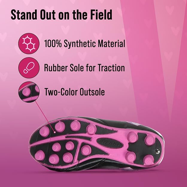 Vizari Shiny Retro Hearts Firm Ground Soccer Cleats– Black/Pink Vizari Sports