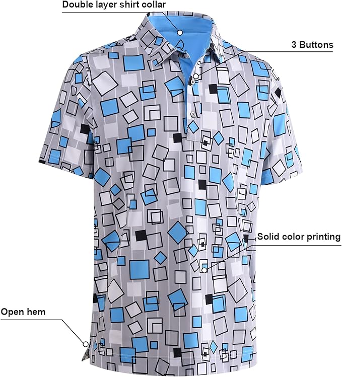 DEOLAX Mens Polo Shirts Fashion Print Mens Golf Shirt Dry Fit Mens Golf Polo Short Sleeve Quick Dry Funny Golf Shirt for Men IronWave Fitness