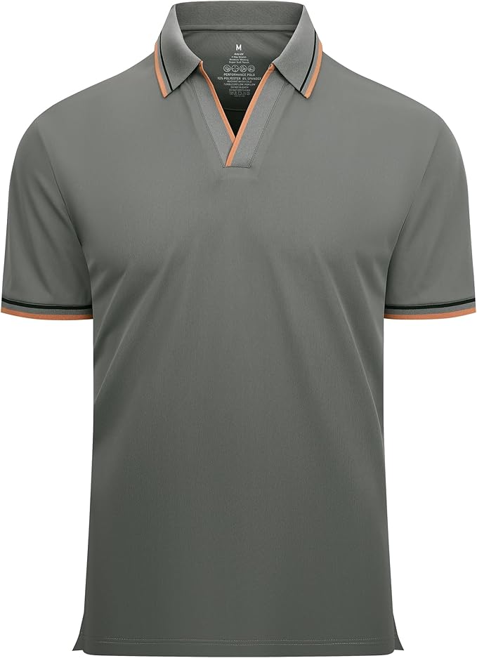 Esabel.C Jacquard Golf Shirts for Men Moisture Wicking Short Sleeve Performance Dry Fit Active Mens Polo Shirts IronWave Fitness