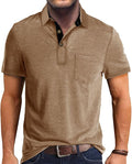Men's Casual Polo Shirts Classic Button Basic Short Sleeve Shirt Solid Color Cotton Tees Golf Stylish Tops IronWave Fitness