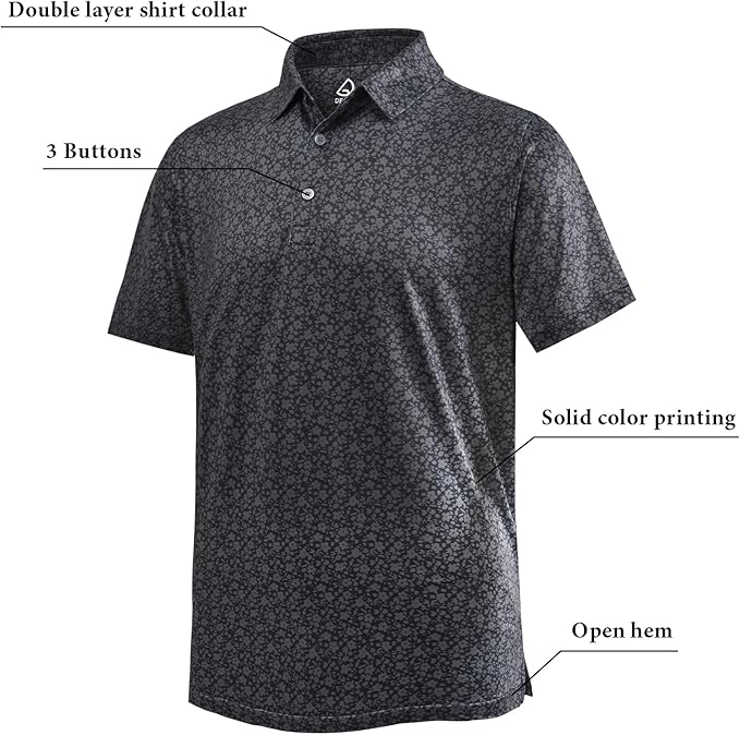 DEOLAX Mens Polo Shirts Fashion Print Mens Golf Shirt Dry Fit Mens Golf Polo Short Sleeve Quick Dry Funny Golf Shirt for Men IronWave Fitness