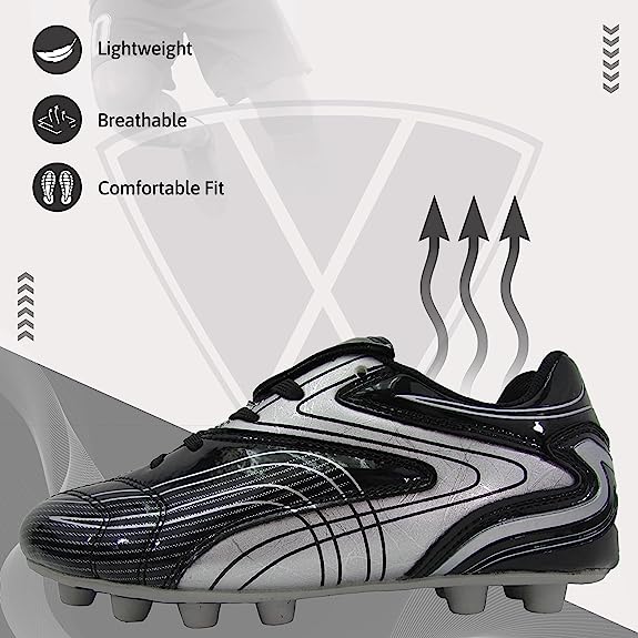 Vizari Youth Striker Firm Ground Soccer Shoes – Black/Silver Vizari Sports
